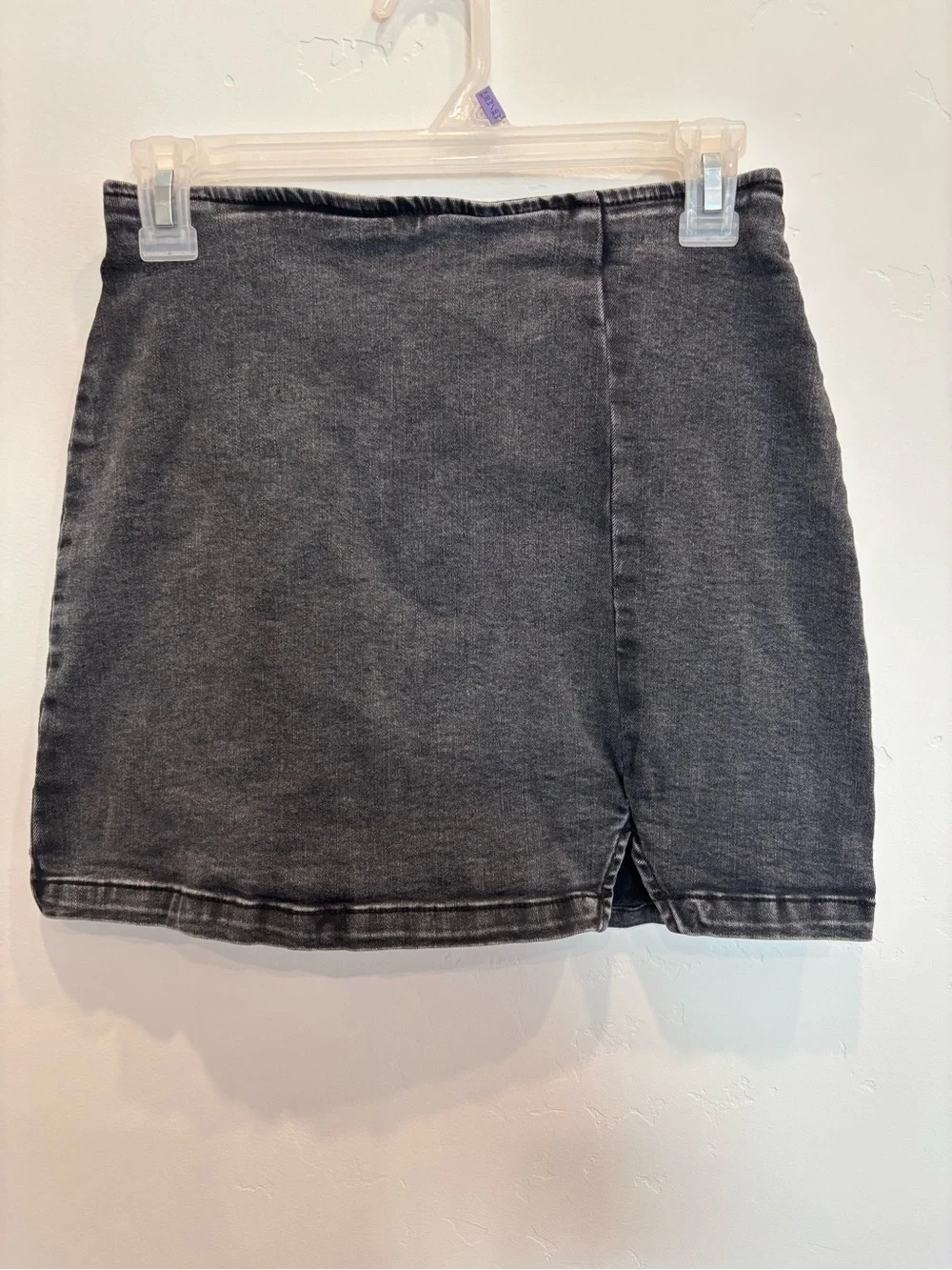 Charcoal Grey Denim Mini Skirt